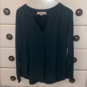 LOFT Women's Dark Bottle Green Long Sleeve Blouse Size: XXSP